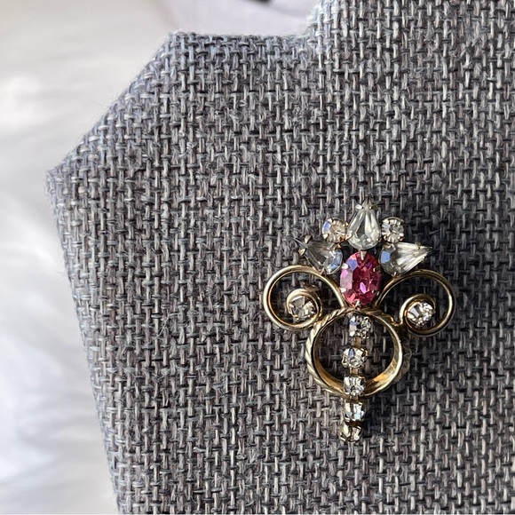 De Curtis | 1/20 12K Gold Filled Combination Pendant Brooch Rhinestones Only - Picture 1 of 14